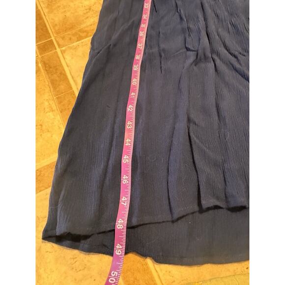 Lily Rose Maxi Dress Women's L Navy Blue Colorful Embroidered Halter Strappy - Picture 2 of 8